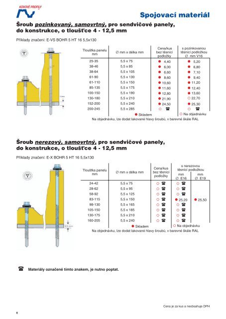 SpojovacÃ­ a doplÅkovÃ½ sortiment - KovovÃ© profily, spol.s ro