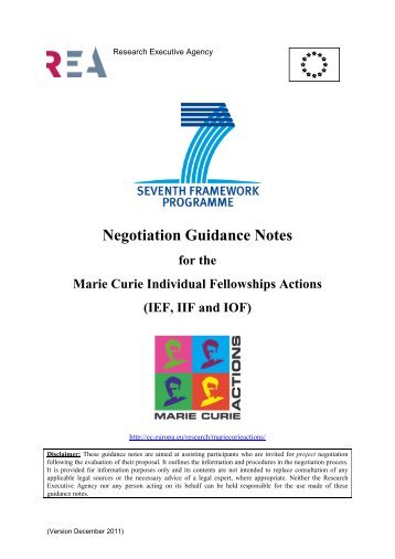 Negotiation Guidance Notes for the Marie Curie Individual ... - KoWi