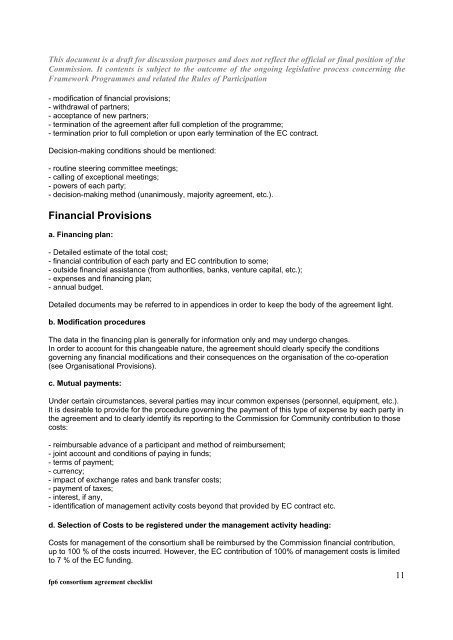 Consortium agreement checklist - European Commission