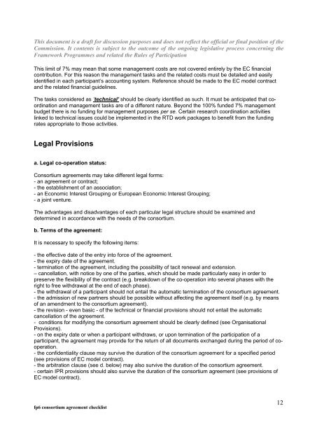 Consortium agreement checklist - European Commission