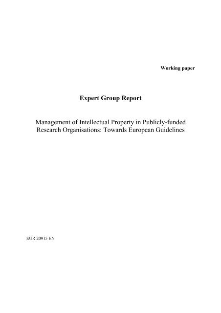 Expert Group Report Management of Intellectual Property in ... - KoWi