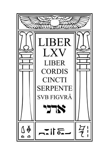 Liber LXV: Liber Cordis Cincti Serpente sub figura ADNI