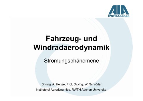 Abgelöste Strömungen - Aerodynamisches Institut der RWTH ...