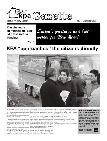 KPA âapproachesâ the citizens directly - Kosovo Property Agency