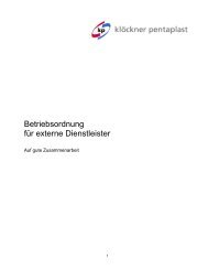 Betriebsordnung für externe Dienstleister (Klöckner Pentaplast GmbH)