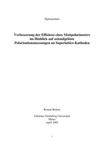 Diplomarbeit Roman Bolenz V0 - Institut fÃ¼r Kernphysik - Johannes ...