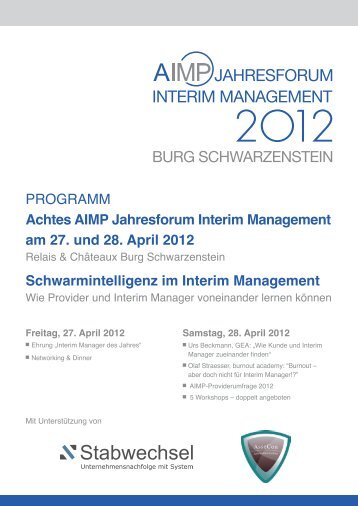 PrOGrAMM Achtes AIMP Jahresforum Interim Management am 27 ...