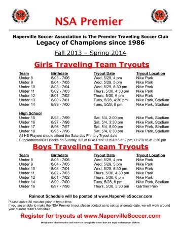 Naperville Soccer Association is The Premier Traveling Soccer Club