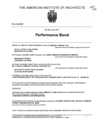 performance bond kp meiring company