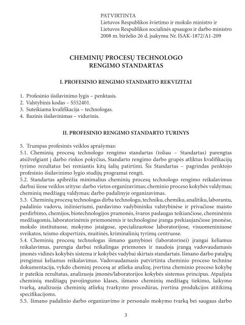 CheminiÅ³ procesÅ³ technologo rengimo standartas - KvalifikacijÅ³ ir ...