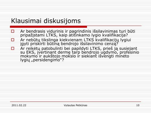 Susiejimo rezultatai: eksperto komentarai - KvalifikacijÅ³ ir profesinio ...