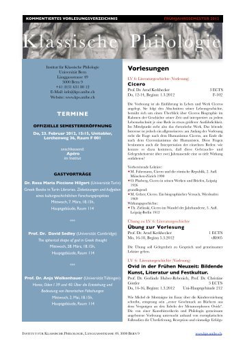 Vorlesungen - Institut fÃ¼r Klassische Philologie - UniversitÃ¤t Bern