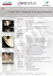 1st Sept. 2011 - National Tsing Hua University - CSM Instruments