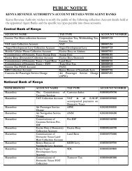 List of KRA Account details and tax types payable on the Accounts