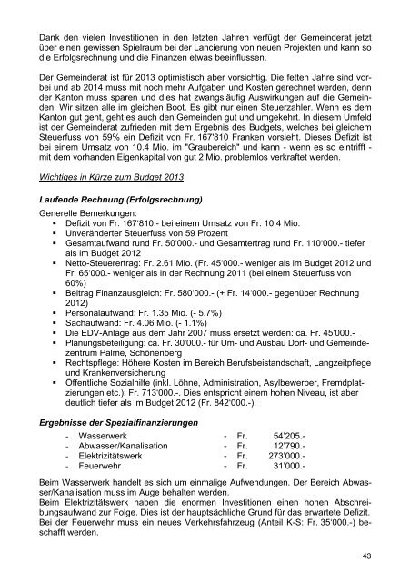 Jahresbericht und Rechnung 2012 - Gemeinde Kradolf-SchÃ¶nenberg