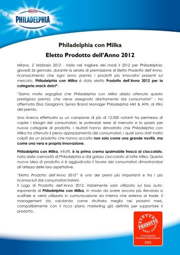 Philadelphia con Milka Eletto Prodotto dell'Anno 201 22