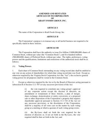 AMENDED AND RESTATED ARTICLES OF INCORPORATION OF ...