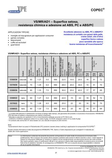 VS/MR/AD1 â Superfice setosa, resistenza chimica e ... - Kraiburg TPE