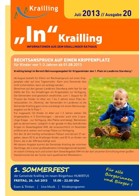 für Kinder von 1-3 Jahren ab 01.08.2013 - Gemeinde Krailling