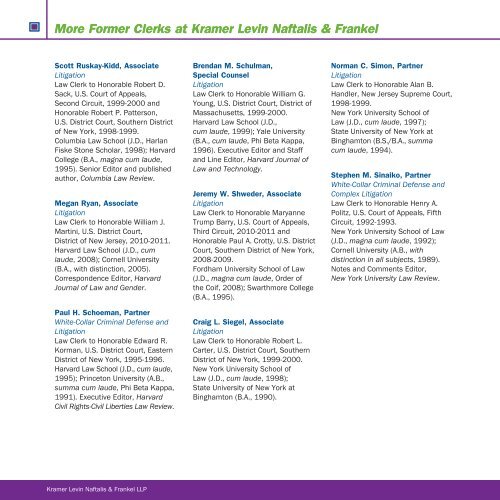 Clerks Brochure - Kramer Levin Naftalis & Frankel LLP