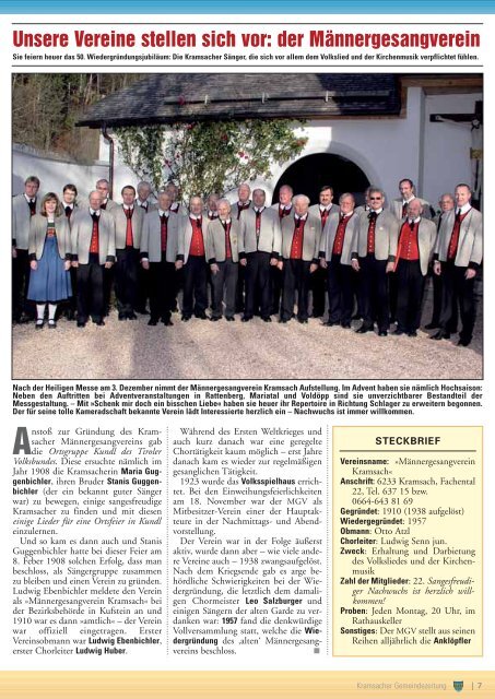 Besinnlicher Advent der Pensionisten - Gemeinde Kramsach