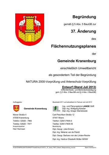 1 - Entwurf der BegrÃ¼ndung - Gemeinde Kranenburg