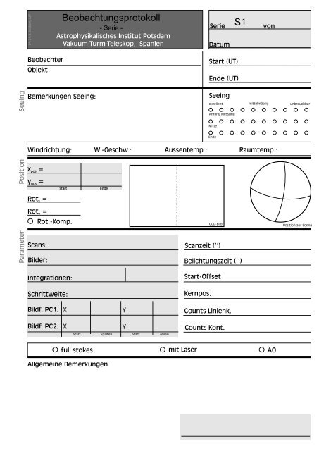 Beobachtungsprotokolle Vorlage - AIP