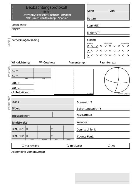 Beobachtungsprotokolle Vorlage - AIP