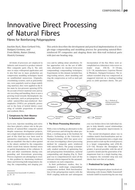 Innovative Direct Processing of Natural Fibres - Krauss Maffei