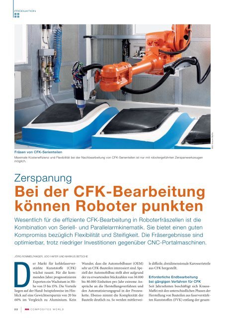 Bei der CFK-Bearbeitung können Roboter punkten - Krauss Maffei