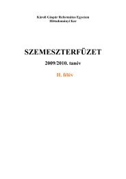 SzemeszterfÃ¼zet 2009/10/2 - KÃ¡roli GÃ¡spÃ¡r ReformÃ¡tus Egyetem