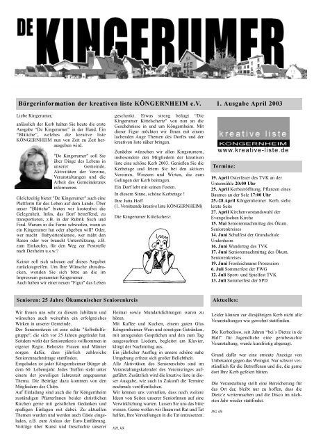 Ausgabe 01 - Kreative Liste KÃ¶ngernheim eV
