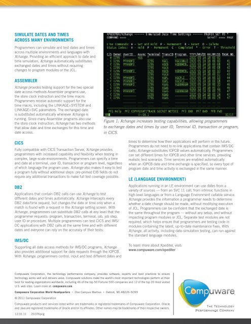 IDENTIFY, SIMULATE AND TEST DATE - Compuware Corporation