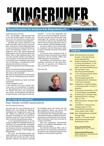 Ausgabe 39 - Dezember 2012 - Kreative Liste KÃ¶ngernheim eV