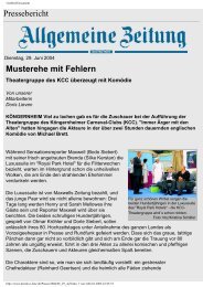 Pressebericht Musterehe mit Fehlern - Kreative Liste KÃ¶ngernheim eV