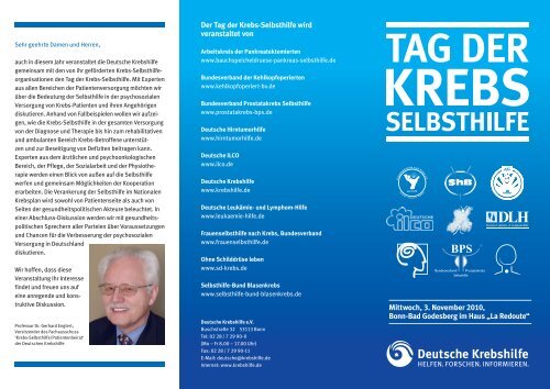 tag der krebs- selbsthilfe 2010 - Deutsche Krebshilfe eV