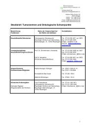 Steckbrief: Tumorzentren und Onkologische Schwerpunkte