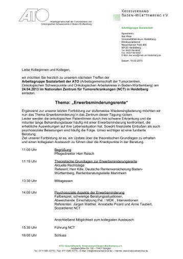 Arbeitsgemeinschaft der Tumorzentren und - Krebsverband Baden ...