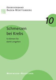 Schmerzen bei Krebs - Krebsverband Baden-WÃ¼rttemberg