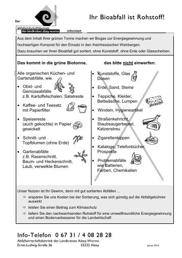 Ihr Bioabfall ist Rohstoff! - Landkreis Alzey-Worms