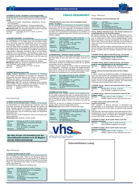 Programmheft Volkshochschule 2013/1. Semester - Landkreis Alzey ...