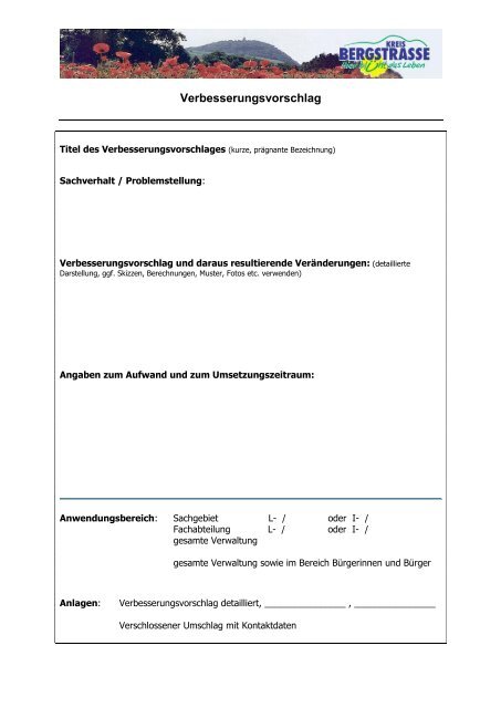 Vordruck Verbesserungsvorschlag
