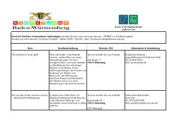 Kursangebote fÃ¼r Familien in besonderen Lebenslagen