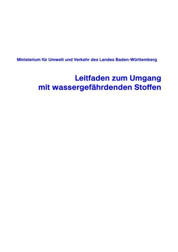 Leitfaden zum Umgang mit wassergefÃ¤hrdenden Stoffen