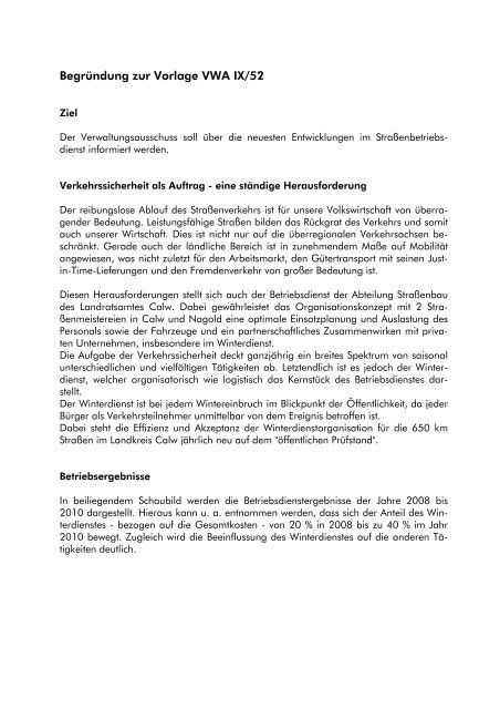 Information zum StraÃenbetriebsdienst - Landkreis Calw