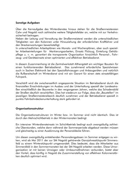 Information zum StraÃenbetriebsdienst - Landkreis Calw