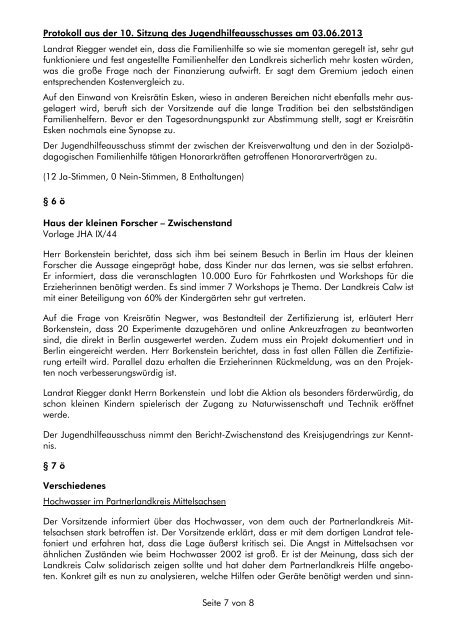 Protokoll aus der 10. Sitzung des ... - Landkreis Calw