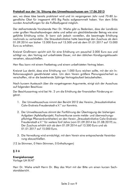 Protokoll aus der 16. Sitzung des ... - Landkreis Calw