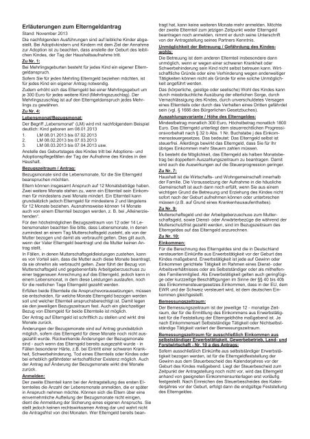 Erlauterungen Zum Elterngeldantrag Ab 01 01 13 Kreis Kleve