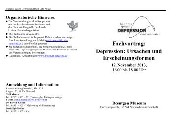 Fachvortrag "Depression: Ursachen und Erscheinungsformen", 12 ...